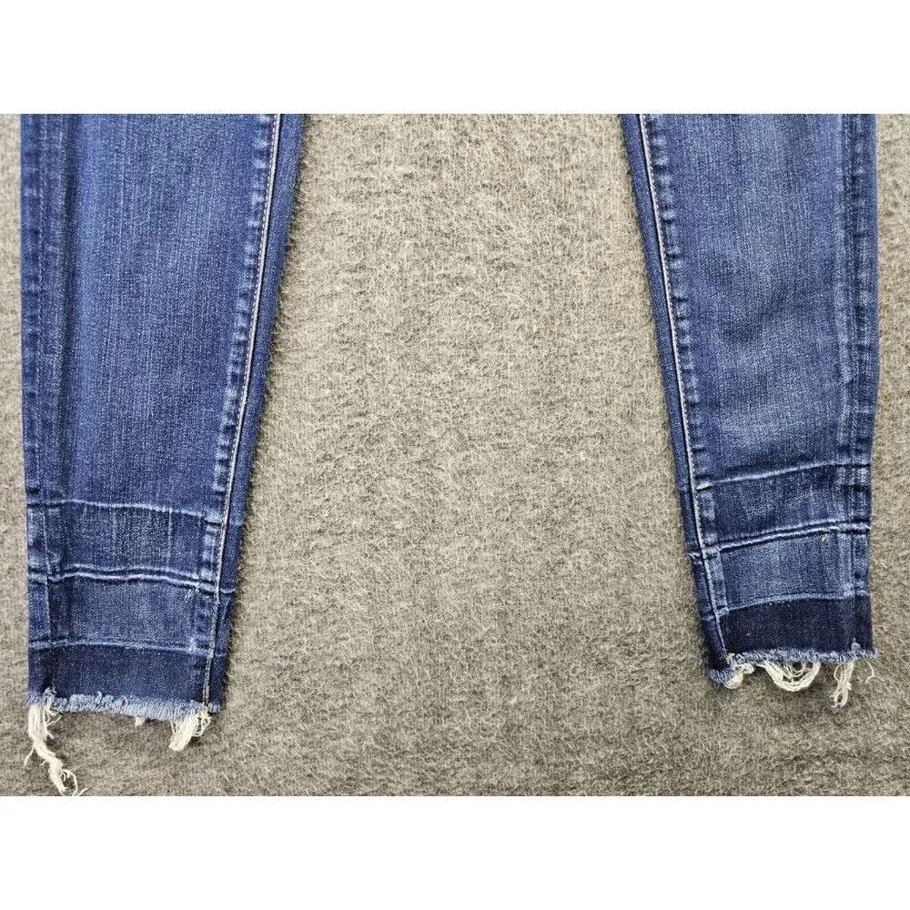 American Eagle Jeggings Womens Size 2 Dark Wash Distressed Raw Hem Super Stretch